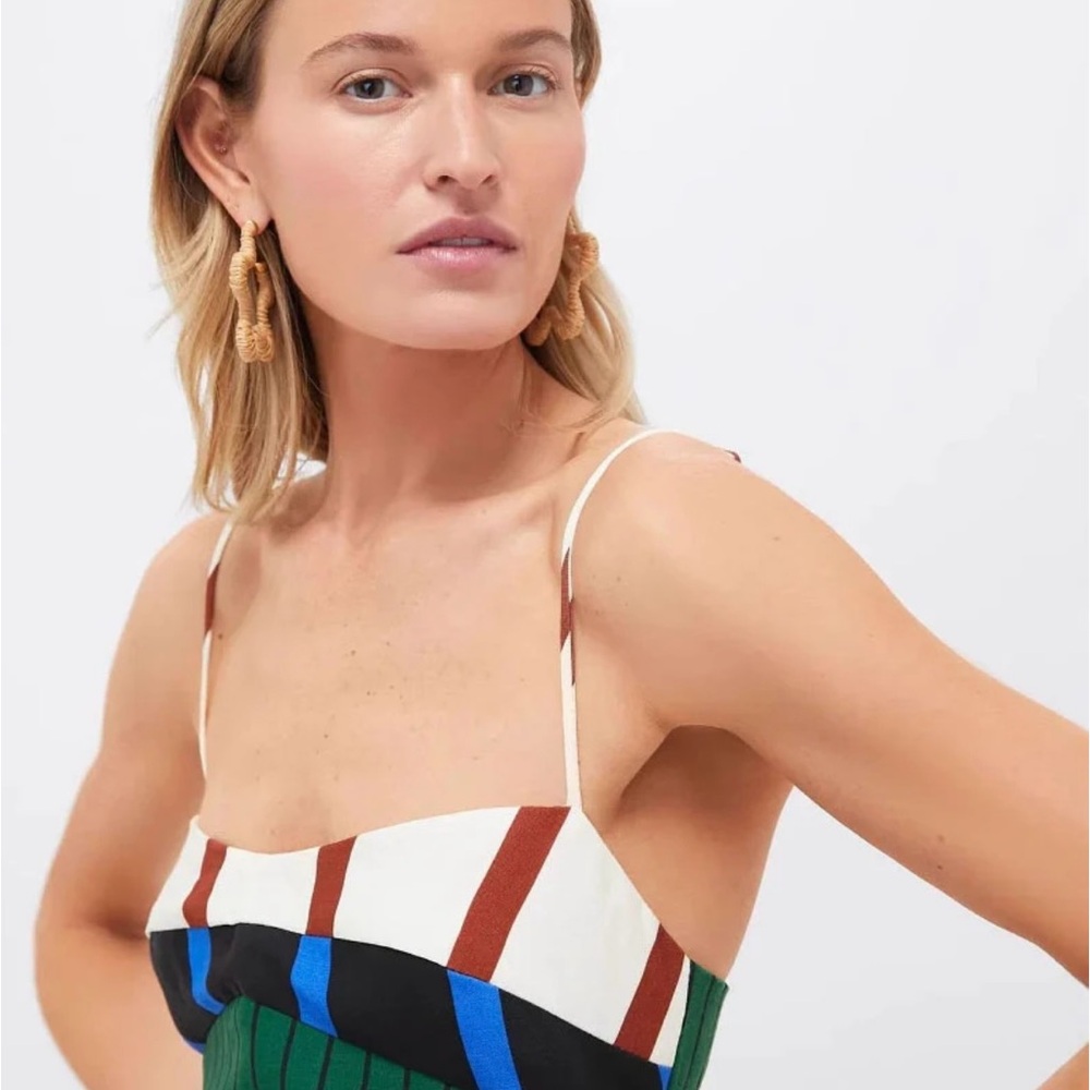 🔥SOLD🔥Striped Multicolor Spaghetti Strap Midi Dress